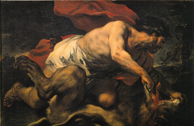 Samson in der Höhle des Löwen von Luca Giordano