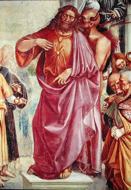 The Preaching of the Antichrist, detail of Christ and the Devil, from the Chapel of the Madonna di S von Luca Signorelli