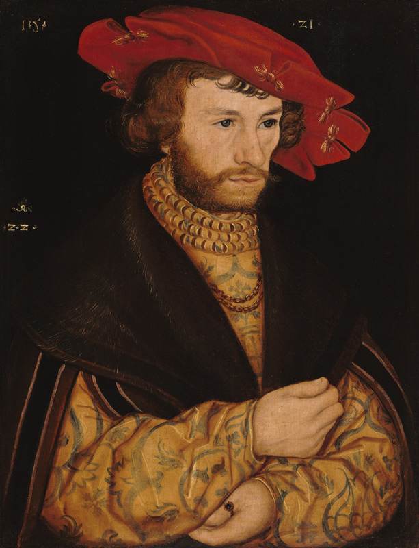 Junger Mann mit rotem Barett von Lucas Cranach d. Ä.
