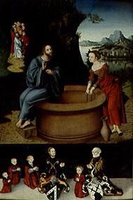 Christus und die Samariterin am Brunnen Unten: Familienbild des Stifters. von Lucas Cranach d. Ä.