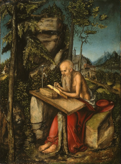 Der heilige Hieronymus in felsiger Landschaft von Lucas Cranach d. Ä.