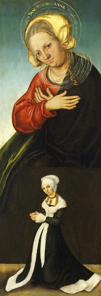 Heilige Anna und Herzogin Barbara von Sachsen als Stifterin von Lucas Cranach d. Ä.