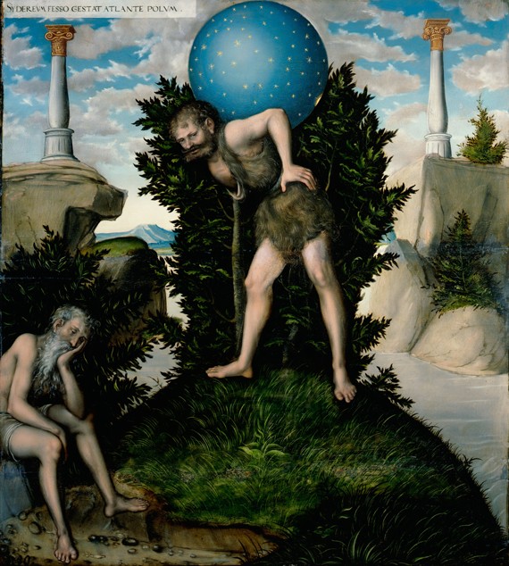 Herkules und Atlas (Aus der Herkules-Legende) von Lucas Cranach d. Ä.
