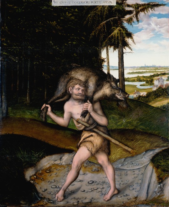 Herkules und der erymanthische Eber (Aus der Herkules-Legende) von Lucas Cranach d. Ä.