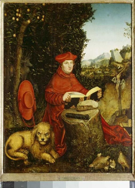 Der hl. Hieronymus, lesend in der Landschaft. von Lucas Cranach d. Ä.