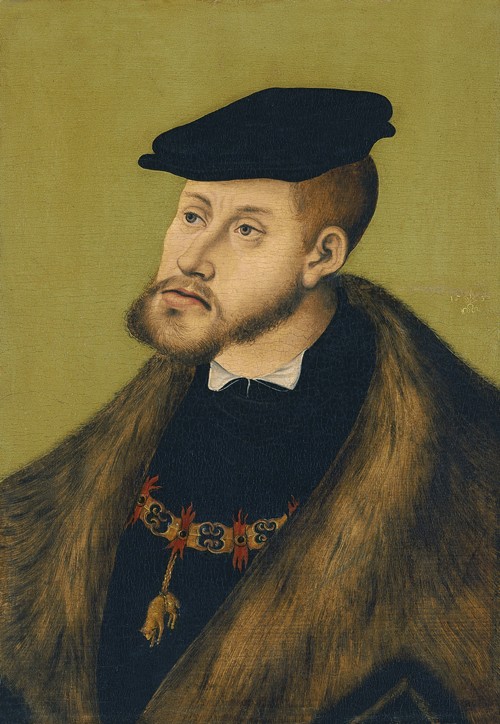 Porträt von Kaiser Karl V. (1500-1558) von Lucas Cranach d. Ä.
