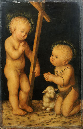 The Christ Child Blessing The Infant Saint John The Baptist von Lucas Cranach d. Ä.