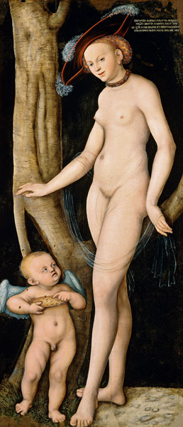 Venus und Cupido mit einer Honigwabe von Lucas Cranach d. Ä.