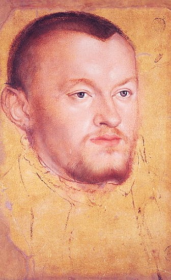 Portrait of Augustus I (1526-86) Elector of Saxony (oil, gouache & w/c on paper) von Lucas Cranach d. J.