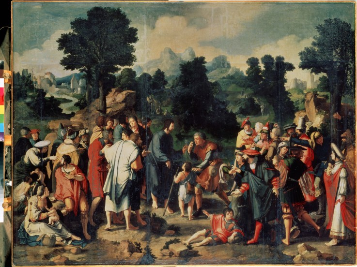 Die Heilung des Blinden von Jericho (Mittelteil) von Lucas van Leyden