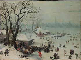 Winterlandschaft bei Antwerpen mit Schneefall
