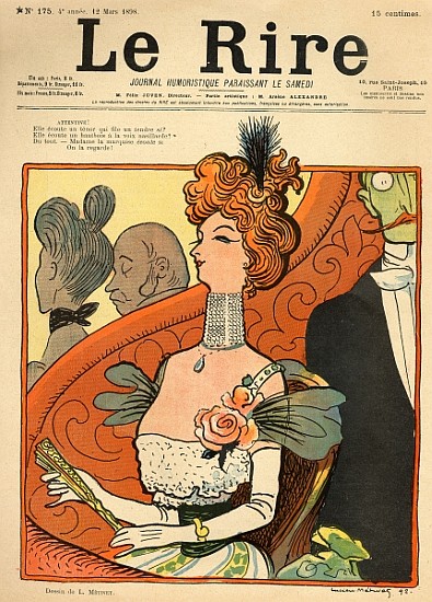 Caricature of a French Marquise, from the front cover of ''Le Rire'', 12th March 1898 von Lucien Métivet