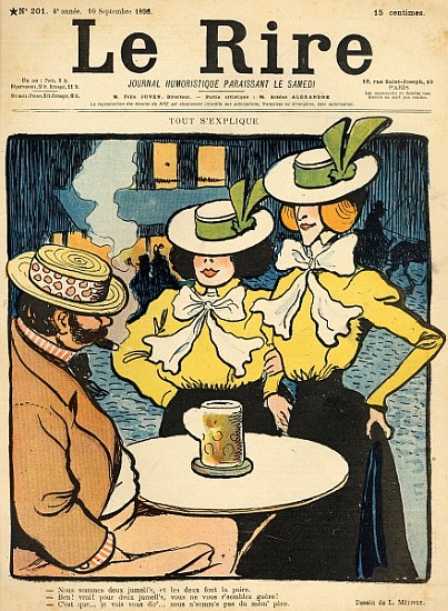 Half-sisters, from the front cover of ''Le Rire'', 10th September 1898 von Lucien Métivet