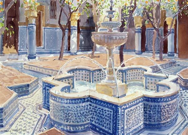 The Blue Fountain, 2000 (w/c on paper)  von Lucy Willis