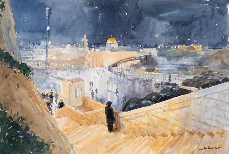 The Western Wall, Night, Jerusalem von Lucy Willis