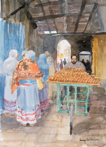 Bagel Seller in the Old City, Jerusalem von Lucy Willis