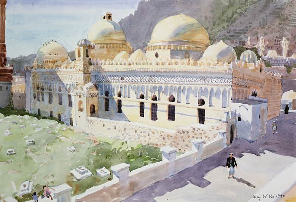 Mosque, Taiz, Yemen, 1990 (w/c on paper)  von Lucy Willis