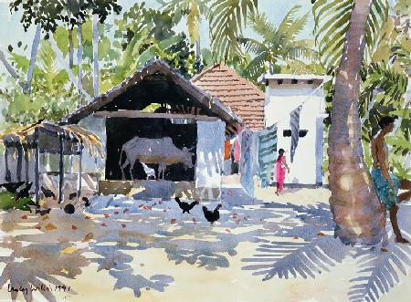 The Backwaters, Kerala, India, 1991 (w/c on paper) 
