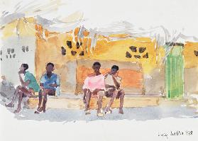 Children Waiting, 1998 (w/c on paper) 