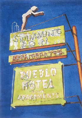 Pueblo Hotel, 2001 (w/c on paper) 