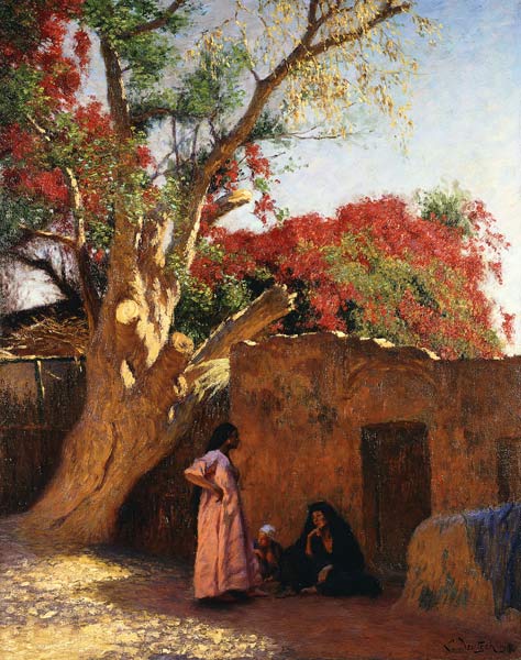 Eine arabische Familie außerhalb eines Dorfes. von Ludwig Deutsch