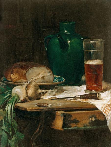 Stillleben mit Brot und Bier