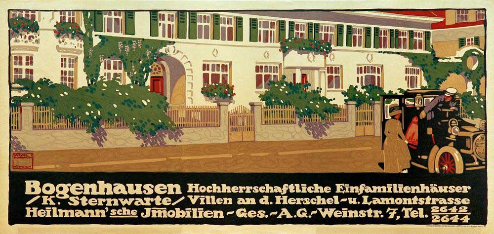 Bogenhausen / Hochherrschaftliche Einfamilienhäuser / K. Sternwarte / Villen an d. Herschel– u. Lamo von Ludwig Hohlwein