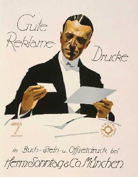 Gute Reklame-Drucke (…) bei Herm. Sonntag & Co. München 1920