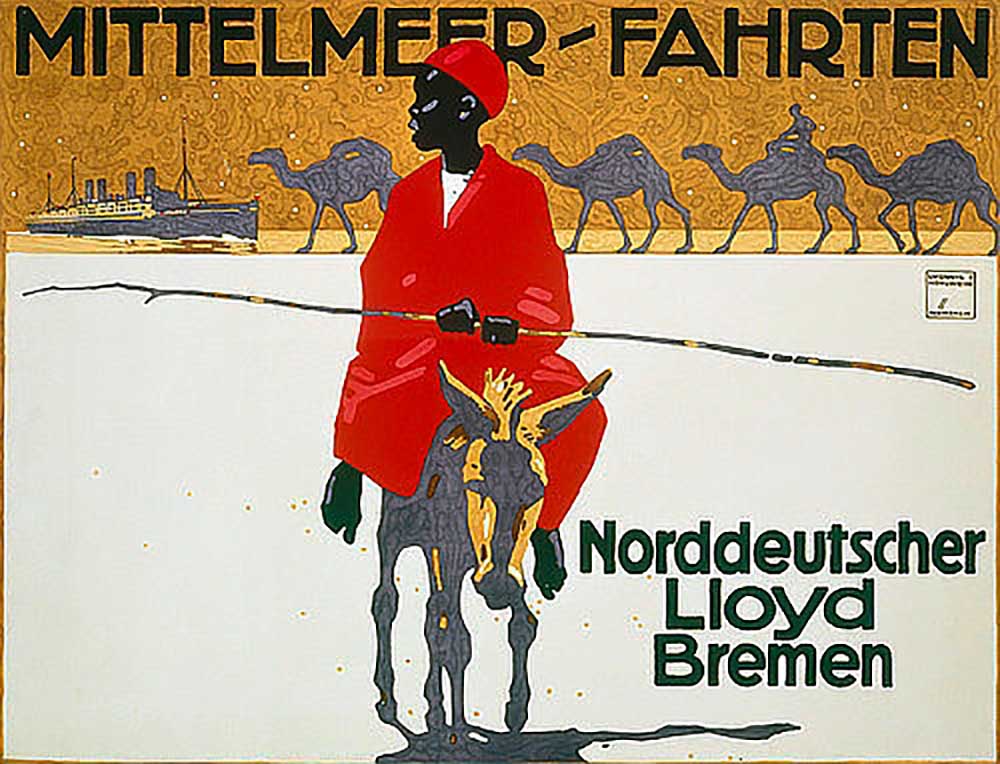 Werbeplakat des Norddeutschen Lloyd für Mittelmeerfahrten von Ludwig Hohlwein