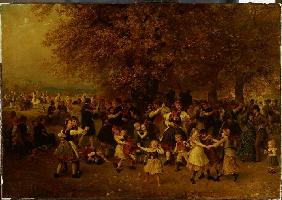 Das Kirchweihfest (Tanz unter den Linden vor einem hessischen Dorf) 1883