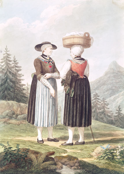 Trachtenstudie: Bäuerinnen aus der Umgebung von Vohburg von Ludwig Neureuther