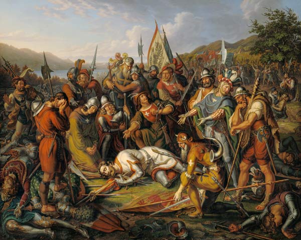 Die Eidgenossen an der Leiche Winkelrieds in der Schlacht bei Sempach am 9.7.1386. von Ludwig Vogel