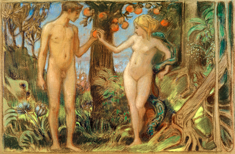 Adam und Eva beim Baum der Erkenntnis von Ludwig von Hofmann