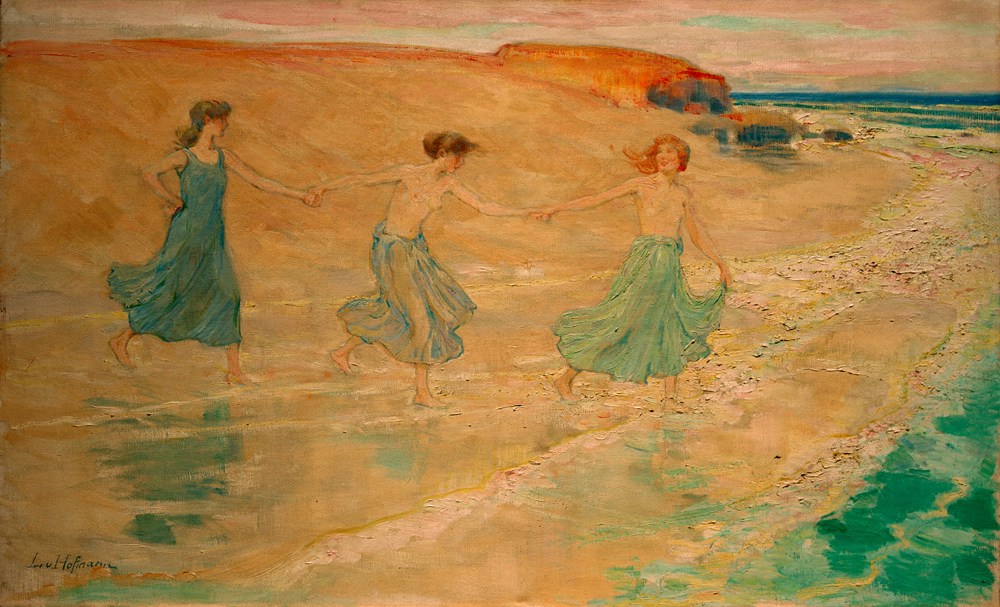 Drei Mädchen am Strand von Ludwig von Hofmann