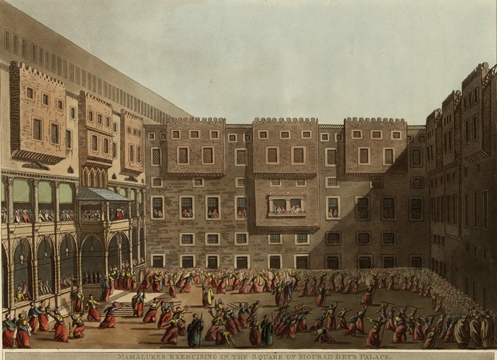 Ausübung der Mamluken auf dem Platz vor dem Palast von Murad Bey von Luigi Mayer