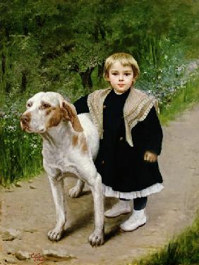 Young Child and a Big Dog