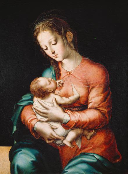 The Virgin and Child (oil on panel) 15th