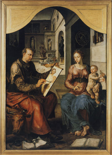 Lukas malt die Madonna von Maerten van Heemskerck