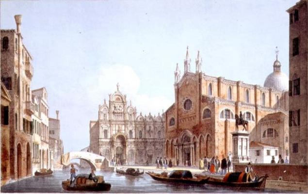 The Church of SS. Giovanni and Paolo and S. Marco, Venice, engraved by Brizeghel (litho) von Marco Moro