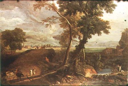 Landscape with a Torrent and Monks von Marco Ricci