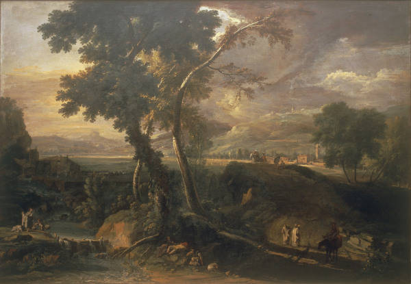 M.Ricci, Landschaft mit Wildbach u.a. von Marco Ricci