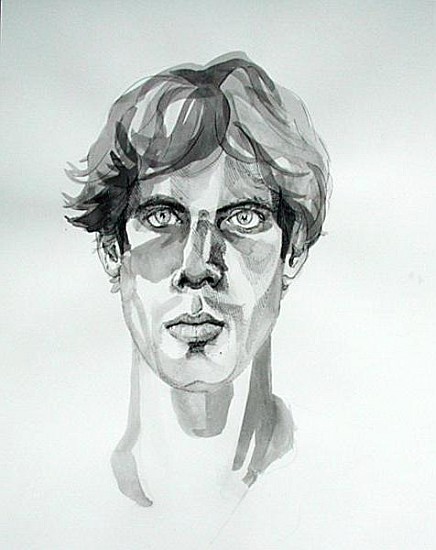 Self-Portrait, 2000 (pen, ink & watercolour)  von Marcus  Morrell