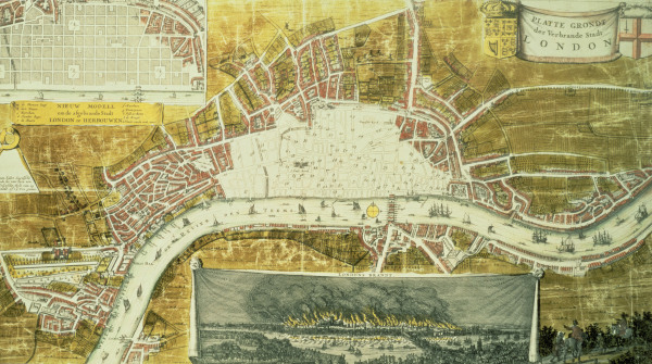London, Stadtplan nach Brand 1666 von Marcus Willemsz Doornik