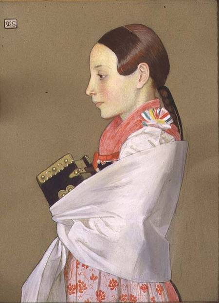 Young Girl of Menguszfalva going to Church von Marianne Stokes