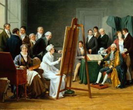 Atelierszene (Mme Vincent in ihrem Atelier, den Maler J.M.Vien malend) von Marie Gabrielle Capet