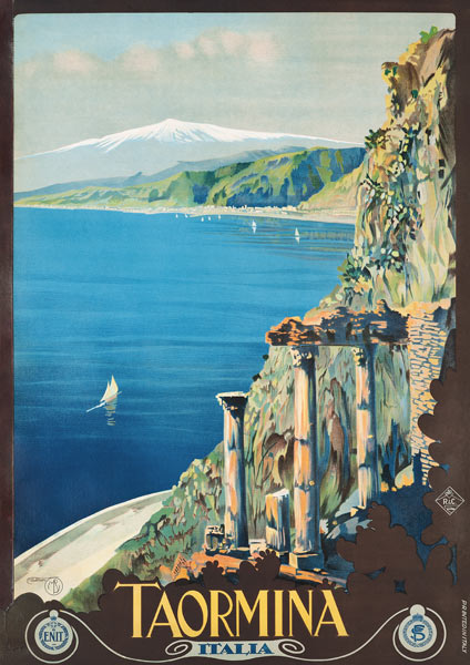 Poster advertising Taormina von Mario Borgoni