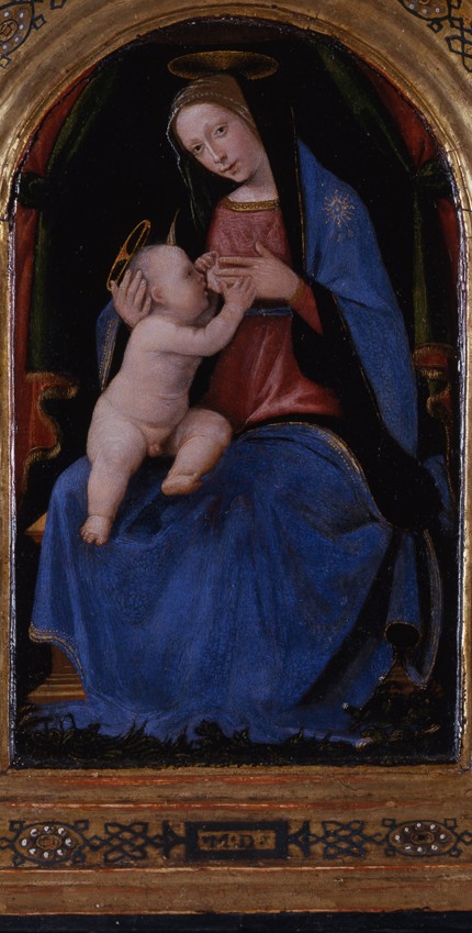 Triptychon, Mitteltafel: Thronende Madonna lactans von Mariotto di Bigio Albertinelli