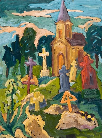 Graveyard and Chapel, 2005 (oil on board)  von Marta  Martonfi-Benke