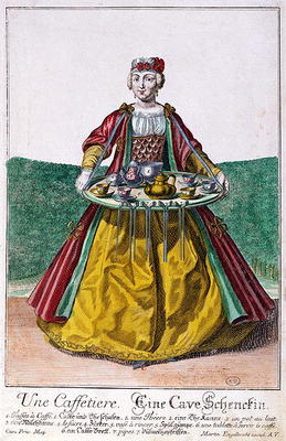 The Coffee Maker, c.1735 (coloured engraving) von Martin Engelbrecht