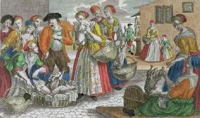 The Poultry Market (coloured engraving) 1544